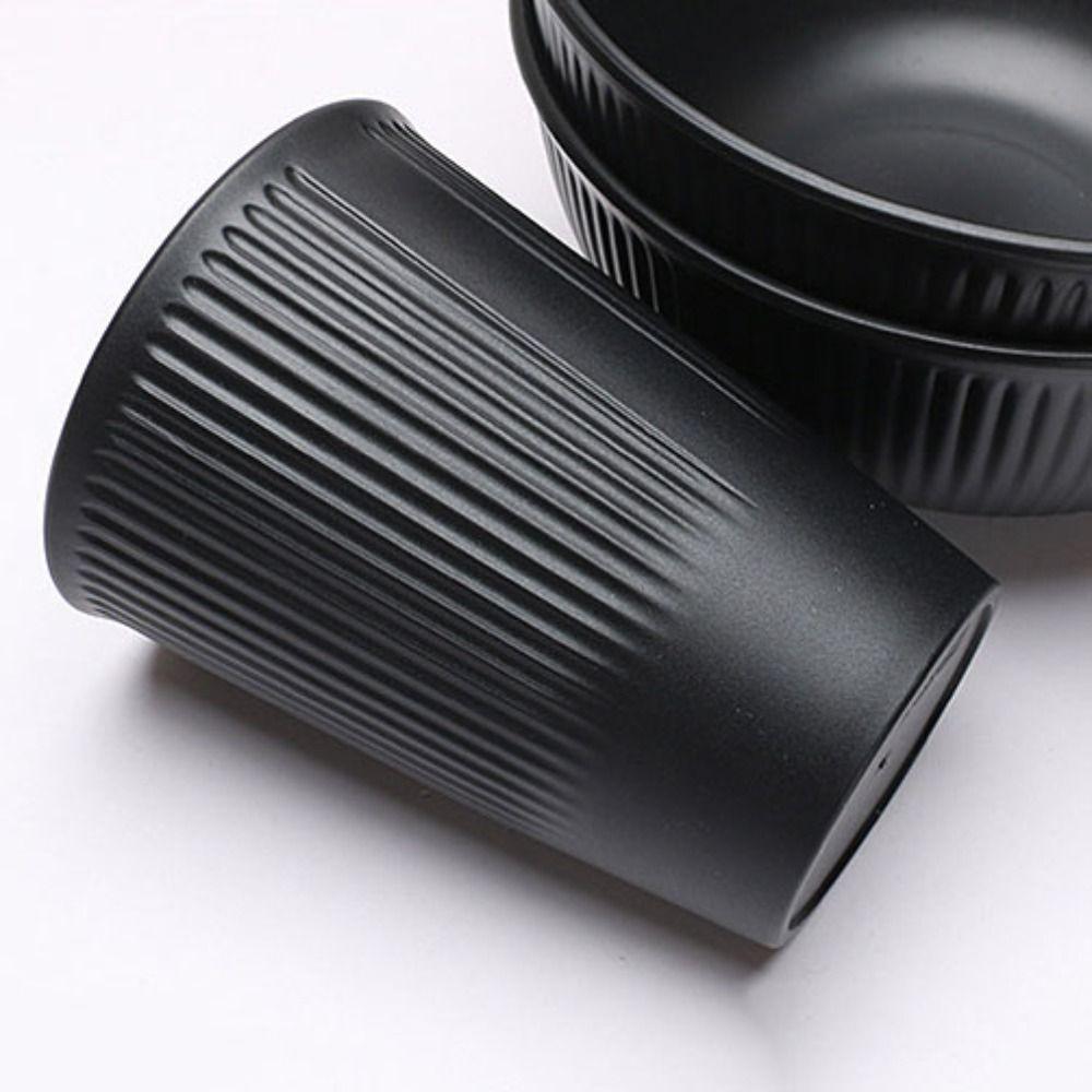 3 шт./комплект Черный набор посуды в вертикальную полоску Пластиковая тарелка/миска/чашка Прочный набор столовых приборов Для улицы