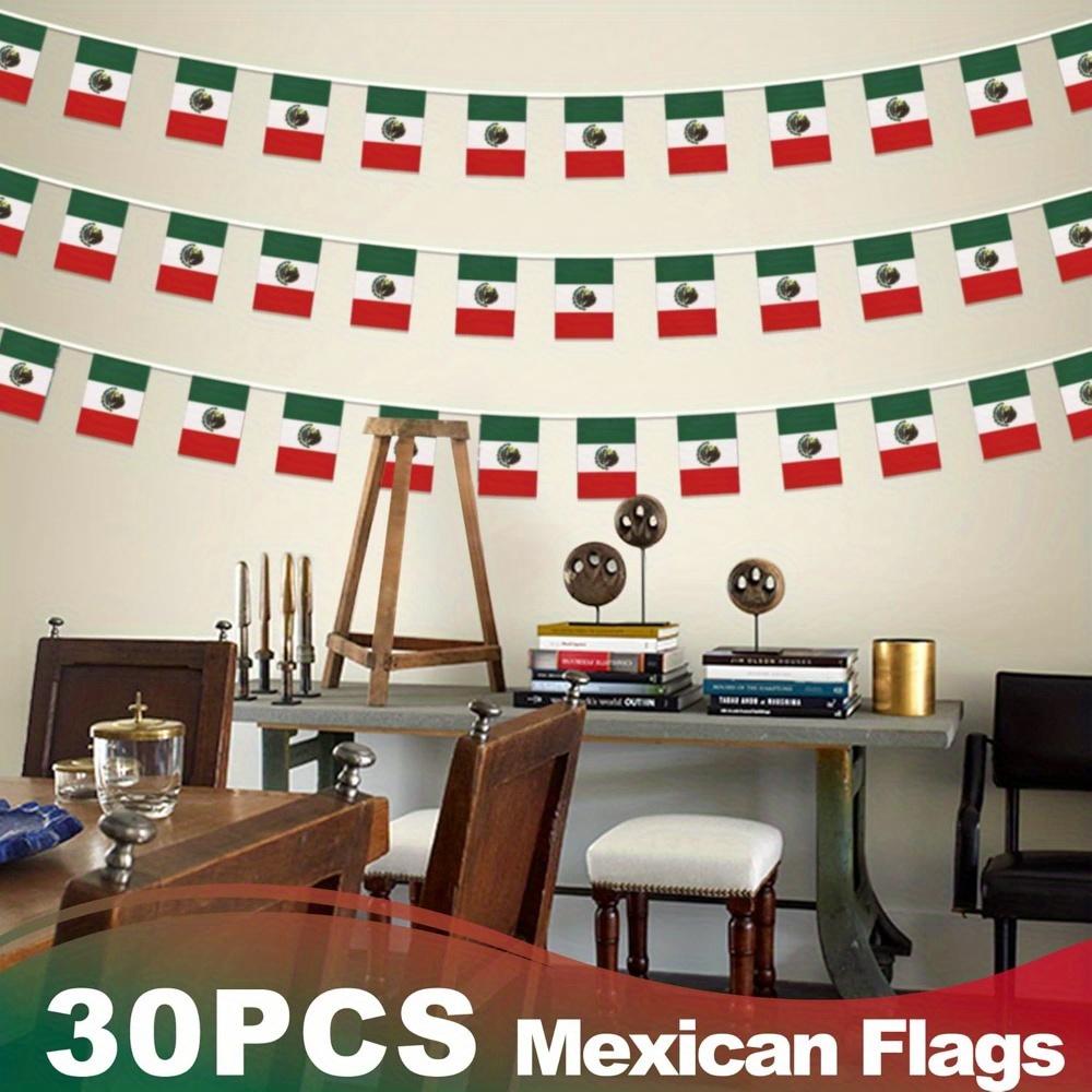 10M (32.8ft) Mexican Flag String Flag Holiday Decoration Hanging Flag Pull Flag
