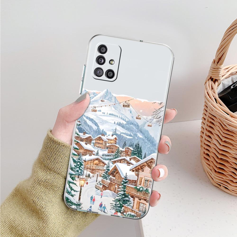 Чехол для телефона Samsung A15 A13 A35 A55 A51 A71 A41 A31 A21S A05 A17 A23 A25 A33 A53 A73 5G A07 4G Cover Мультяшный Рождественский Стиль