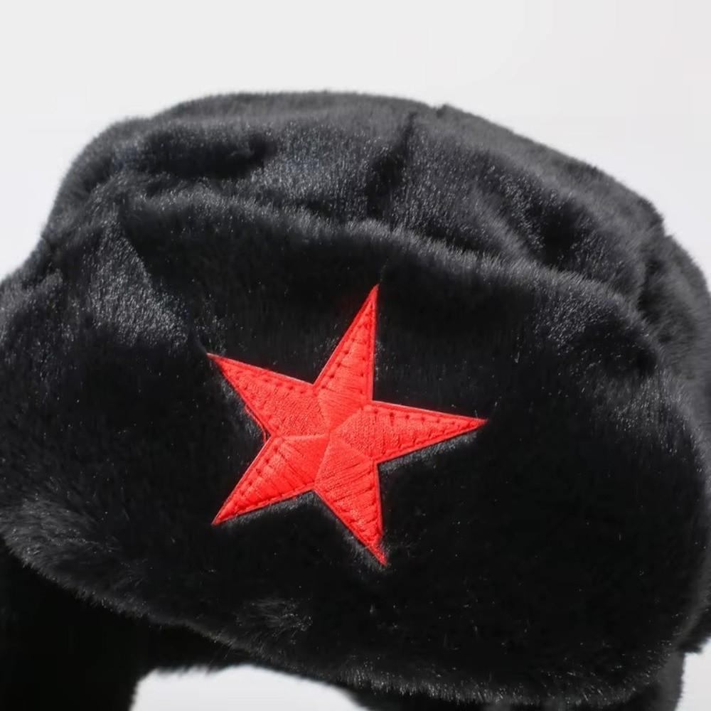 Windproof Ear Protection Cap Fluffy Ski Hat Fashion Plush Lei Feng Cap Women