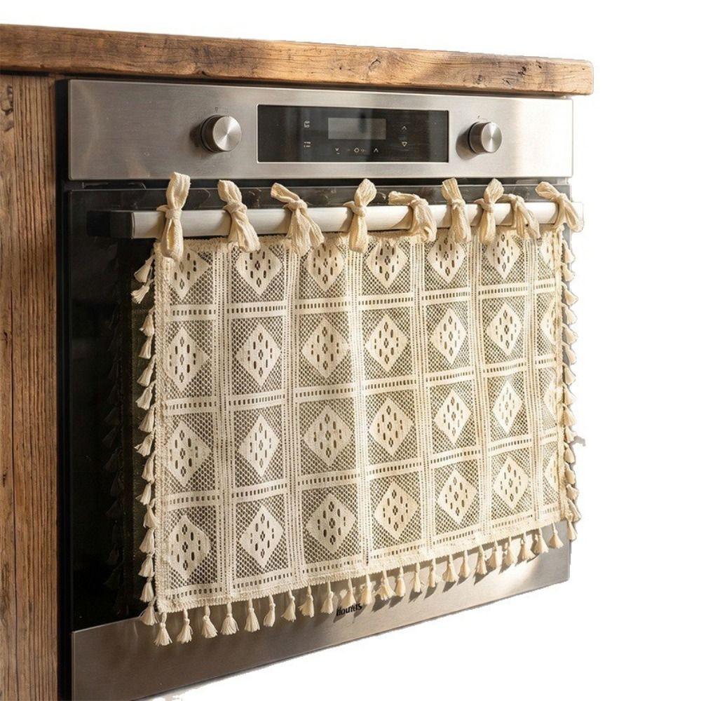 Lace Dishwasher Cover Skirt Tassels Kitchen Cabinet Curtains No Drill Oven Skirt Cabinet Window