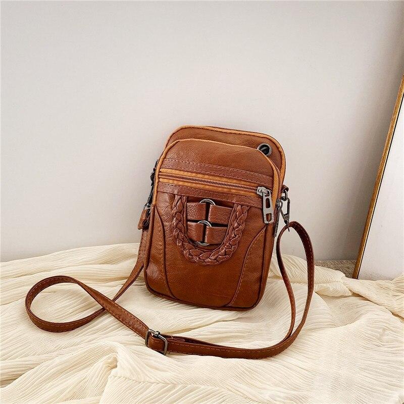 PU Leather Small Women Shoulder Bag Vintage Crossbody Bag Cash Purse Cell Phone Bag Soft Handbag Purse