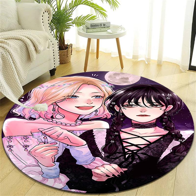 1pc Addams Family Wednesday6 Design Printed Area Round Carpet for Bedroom Living Room Home Decor Rugs Mat Non Slip Mat Rug for Bedside