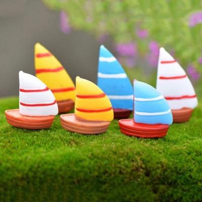 Миниатюрные смоляные фигурки Искусственная парусная лодка Лодка Смола Сделай сам Ремесло Микроландшафт Мох