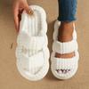 Women's Plush Thick Soled Slippers Double Toed Soft Soled Fluffy Shoes Comfortable Indoor Floor Slippers