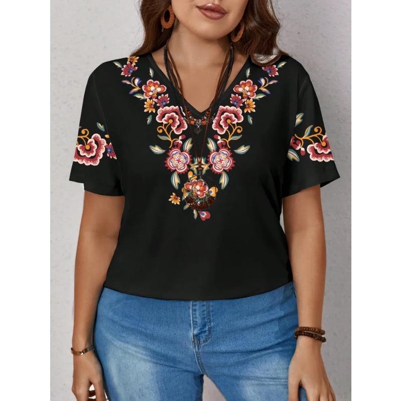 Summer Women's T Shirt Print Casual Short Sleeve 3d T Shirts Fashion Streetwear V Neck Pullover Female Clothing Shirt