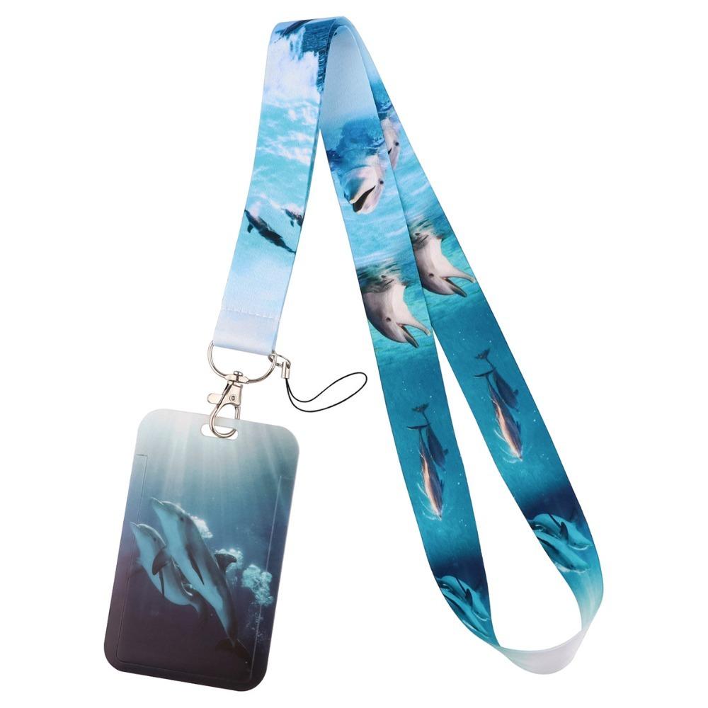 Whale Business Card Holder With Lanyard Credit Card Holders New Bus Card Cover Case