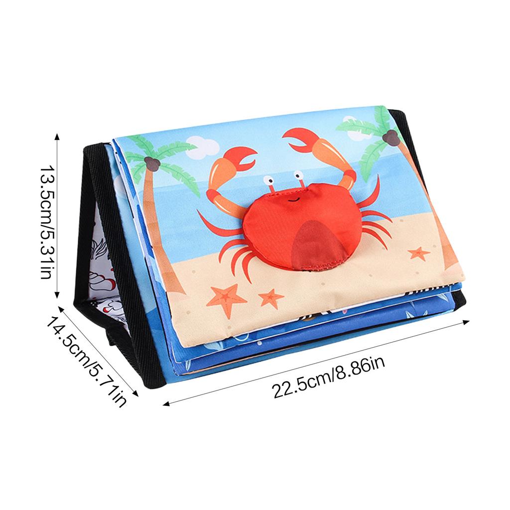Baby Fabric Book Foldable Calendar Toy with Mirror English Learning Educational Sensory Toy for Infants 0-3 Year Olds