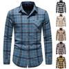 Men's  Long Sleeve  Large Size Casual Top Blouse Flannel Plaid Pattern Shirts