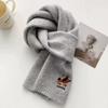 Winter new solid color fashion embroidery puppy couple scarf Internet celebrity college style imitation cashmere scarf