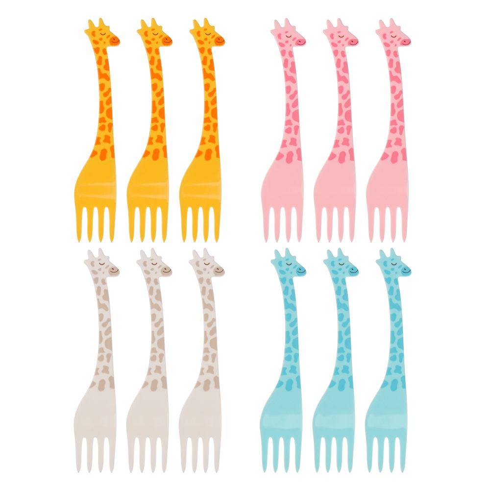 Salad Snack Cake Dessert Pick Toothpick Fruit Tableware 12 Pcs/Set Giraffe Cartoon
