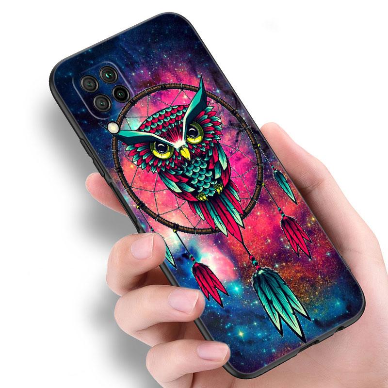 Lovely Animal Owl Black Silicone Phone Case For Huawei P10 P20 P30 P40 Lite P50 P60 Art P50E P Smart Z 2018 2020 2021 Pro 2019
