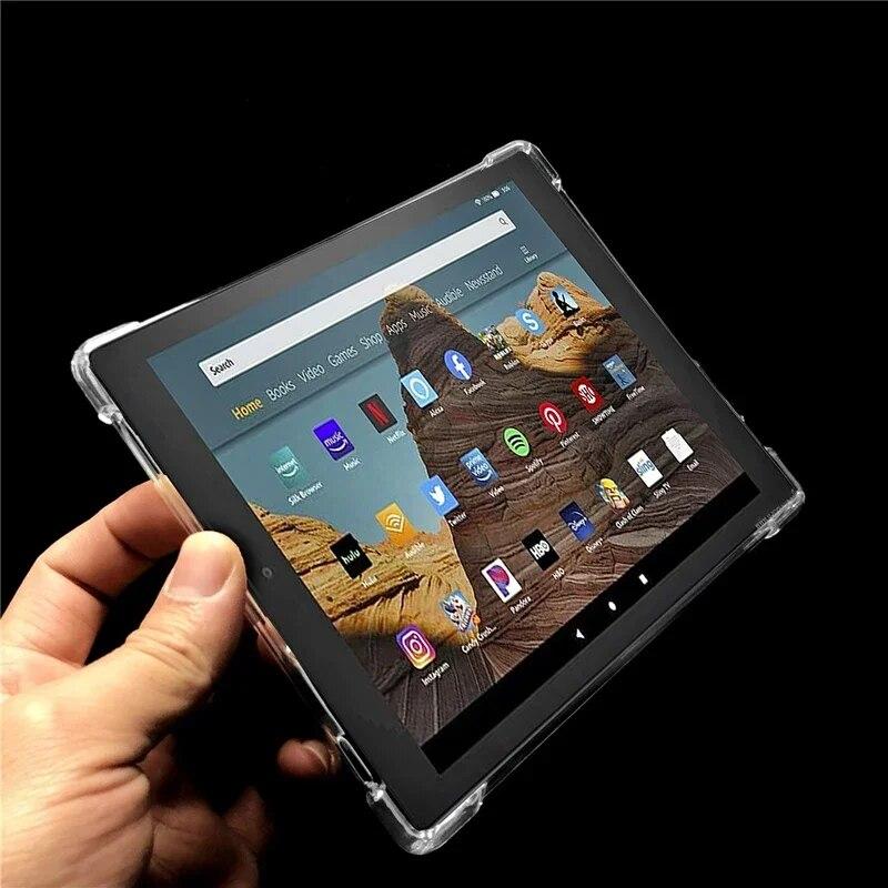 Tablet Case for Kindle Fire HD 10 2021 10.1" Silicone Soft Shell Airbag Cover Transparent Protection Ebook TPU Convenient