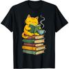 Милые кошки Любитель Кофе Книги Учитель Библиотекарь Кошка Футболка