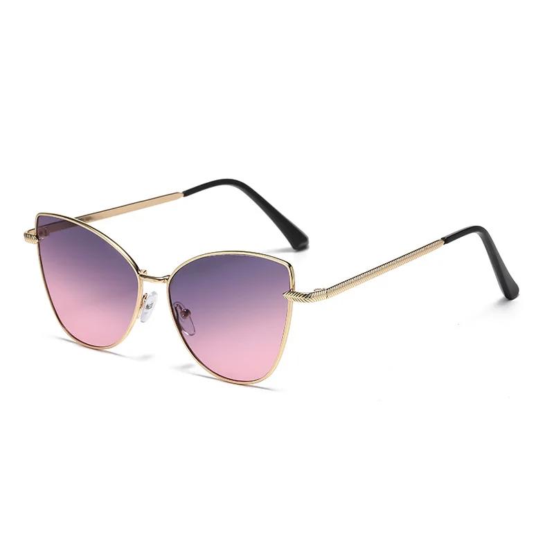 New Retro Metal Small Frame Cat Eye Sunglasses Womean Style European And American Fashion Street Photo Decorative Sungla Uv400