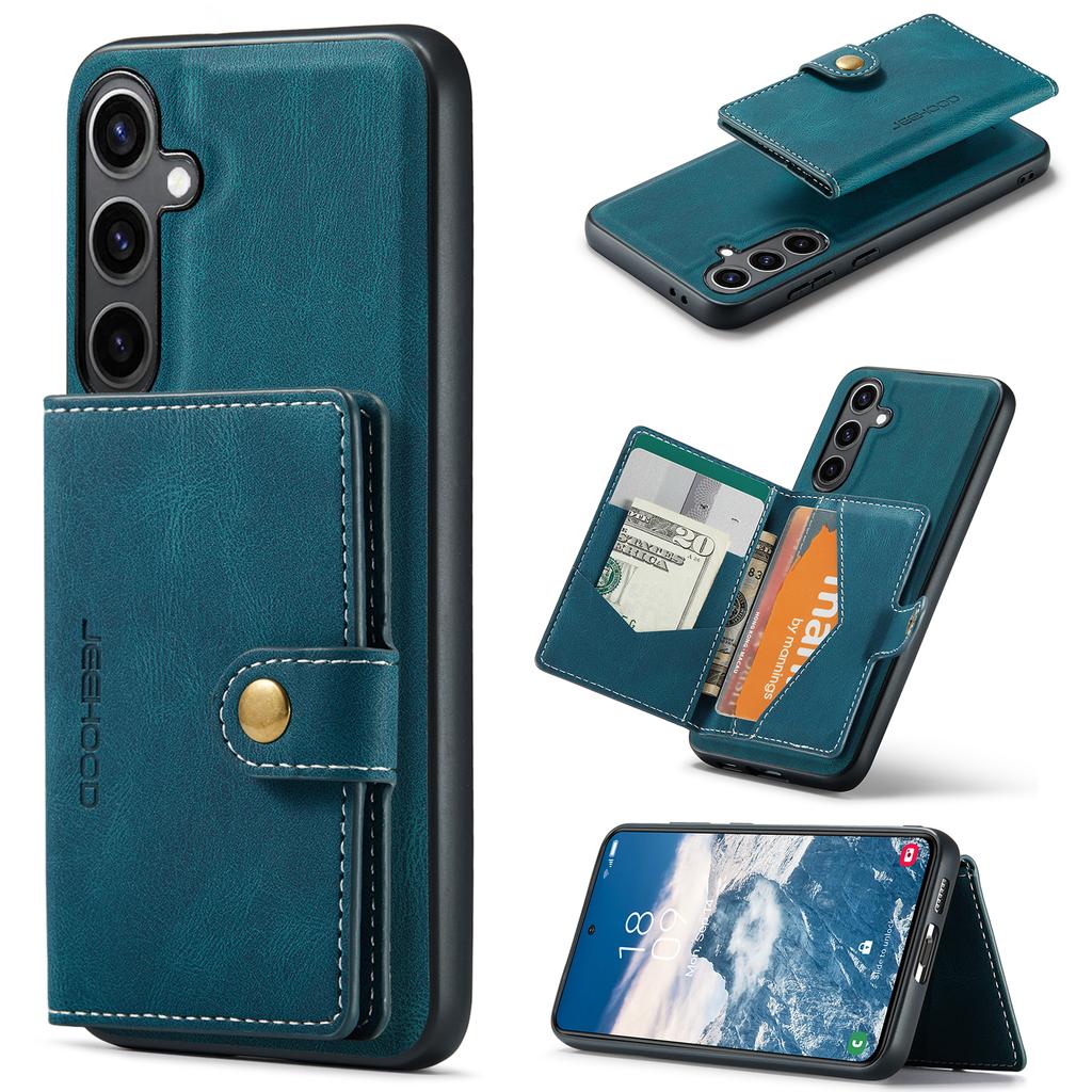 JEEHOOD J01 For Samsung Galaxy S24 Case Card Holder Kickstand Leather+TPU Retro Phone Cover