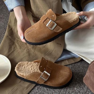 Женские тапочки на платформе, туфли-лодочки, зимняя брендовая обувь 2025 года, короткие туфли из плюшевой замши, удобные, теплые, Zapatillas Mujer