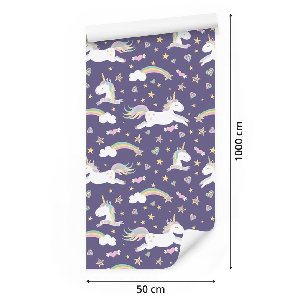 Unicorns, Clouds and Rainbows Wallpaper for Living Room and Bedroom 50x1000
