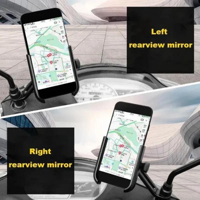 Aluminum Alloy Motorcycle Bike Phone Holder Bicycle Handlebar Moto Rearview Mirror Mobile Phone GPS Support Bracket