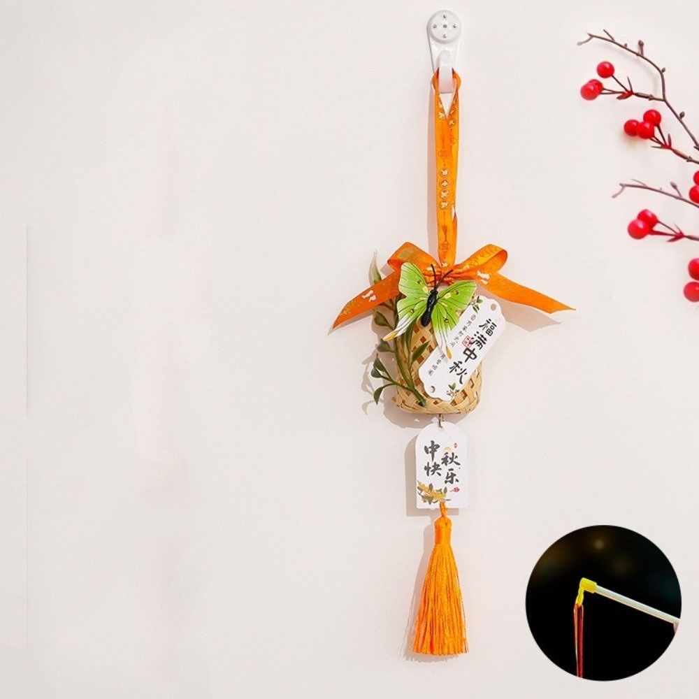 Bamboo Weaving Cage Mid-Autumn Festival Lantern LED Light Bamboo Portable Lantern Gifts
