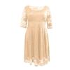 Women's Temperament Three-quarter Sleeve Lace Casual Solid Color O-Neck Plus Size Dress