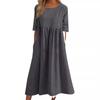 Women's Summer Solid Color Round Neck Half Sleeve Casual Long Solid Color Dress