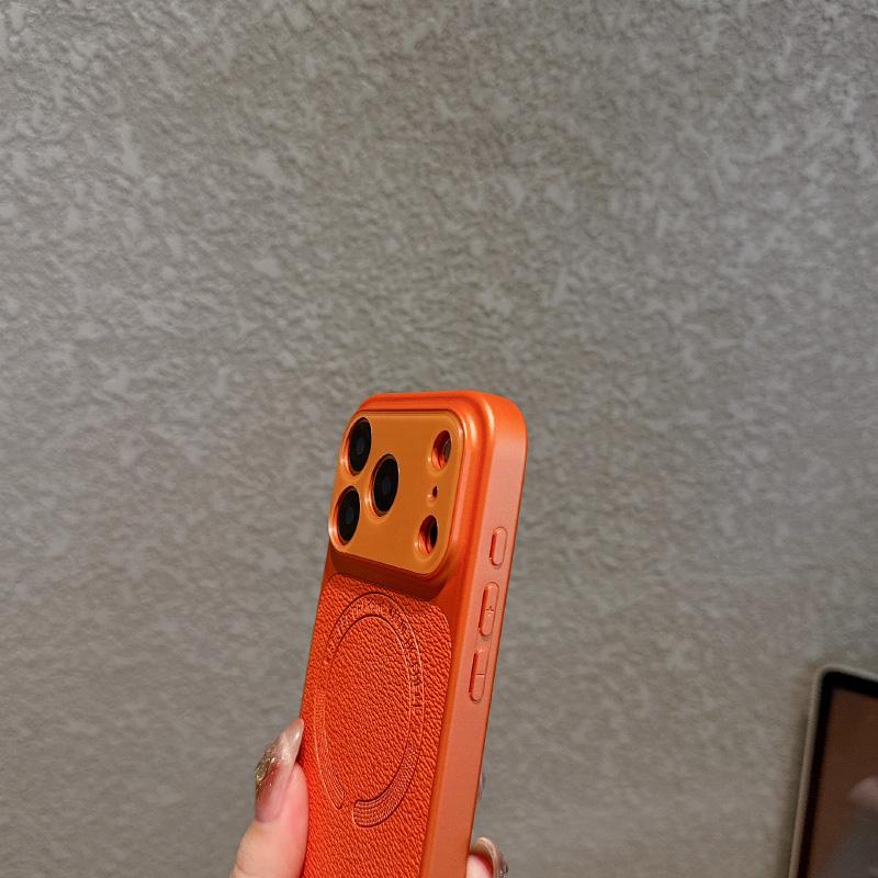 Однотонная рамка Искусственная кожа Магнитный чехол для телефона Для iPhone 17 Pro Max 15 13 14 16 Pro Max Для MagSafe Бампер Задняя крышка