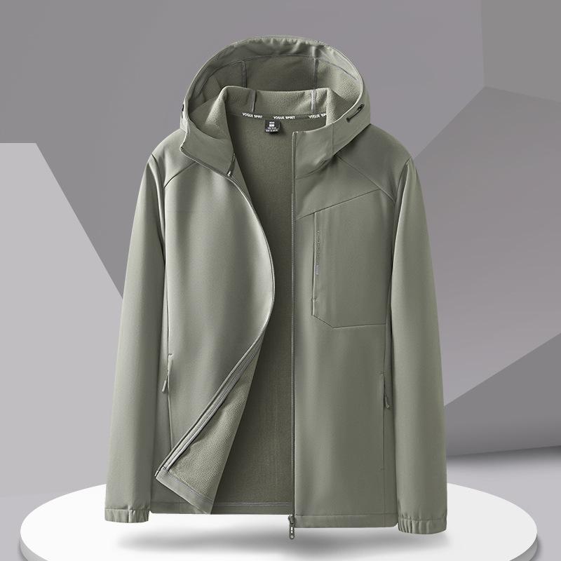 Men's Autumn and Winter Warm Outdoor Fleece Soft Shell Assault Jacket Casual Patchwork Jacket Windproof Waterproof Jacket