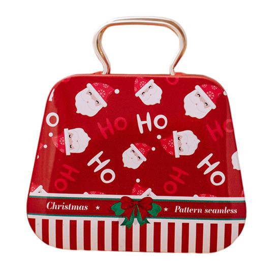 Рождественская коробка для конфет с ручкой, мини-железная сумка, держатель для закусок в виде снеговика и Санты, Рождество