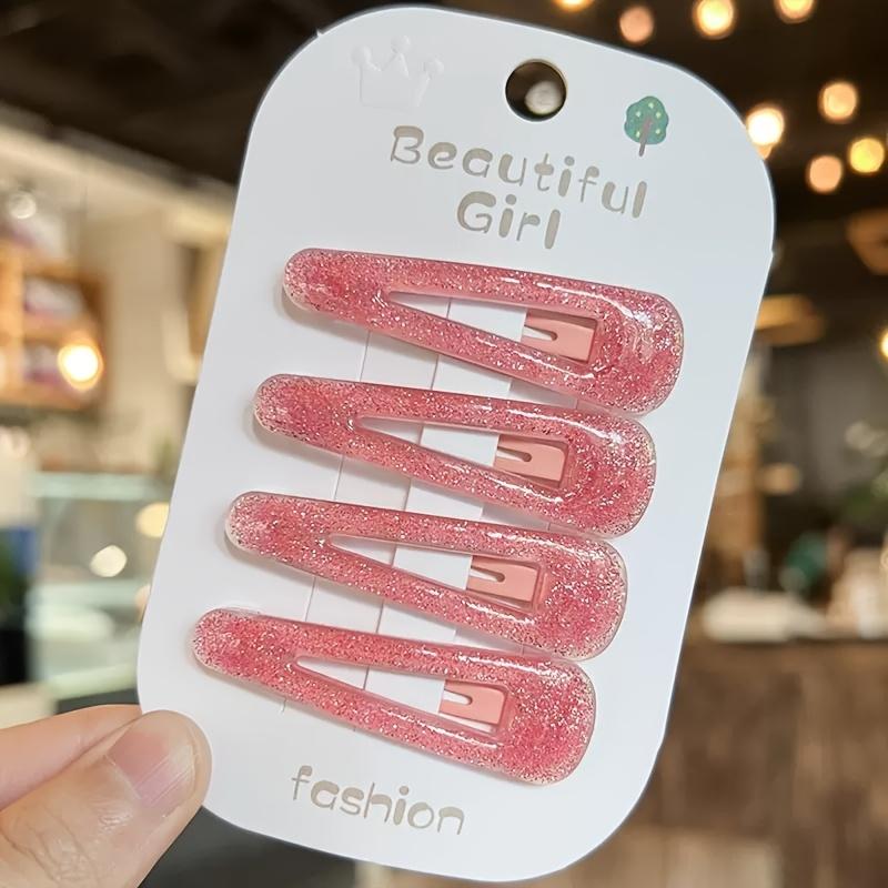 4 шт./набор Блестящие акриловые заколки для волос - нежные и не повреждающие волосы аксессуары для волос в стиле принцессы для девочек