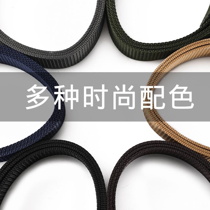 Plaid Button Imitation Nylon Belt Military Training Outdoor Canvas Tactical Belt Simple Sports Belt