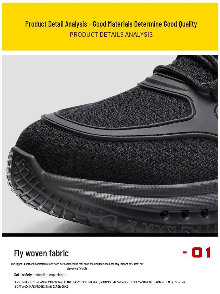 Мужские легкие рабочие ботинки с защитным стальным подноском - Защита от ударов, Защита от проколов, Комфорт в любое время года