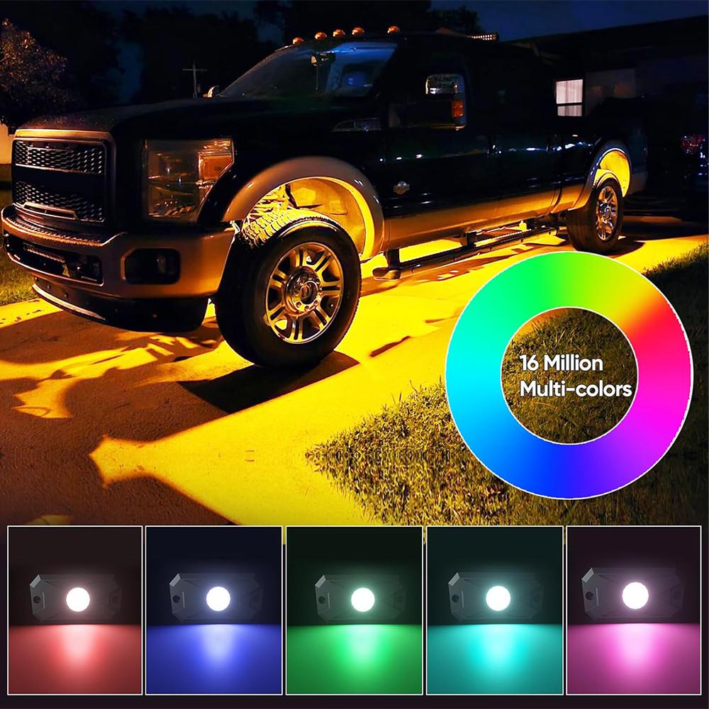 Подсветка Rock Lights 8/12 Pods RGB Led Multi Color App Remote Control Music Mode Well For Pickup ATV RZR UTV Chassis Light