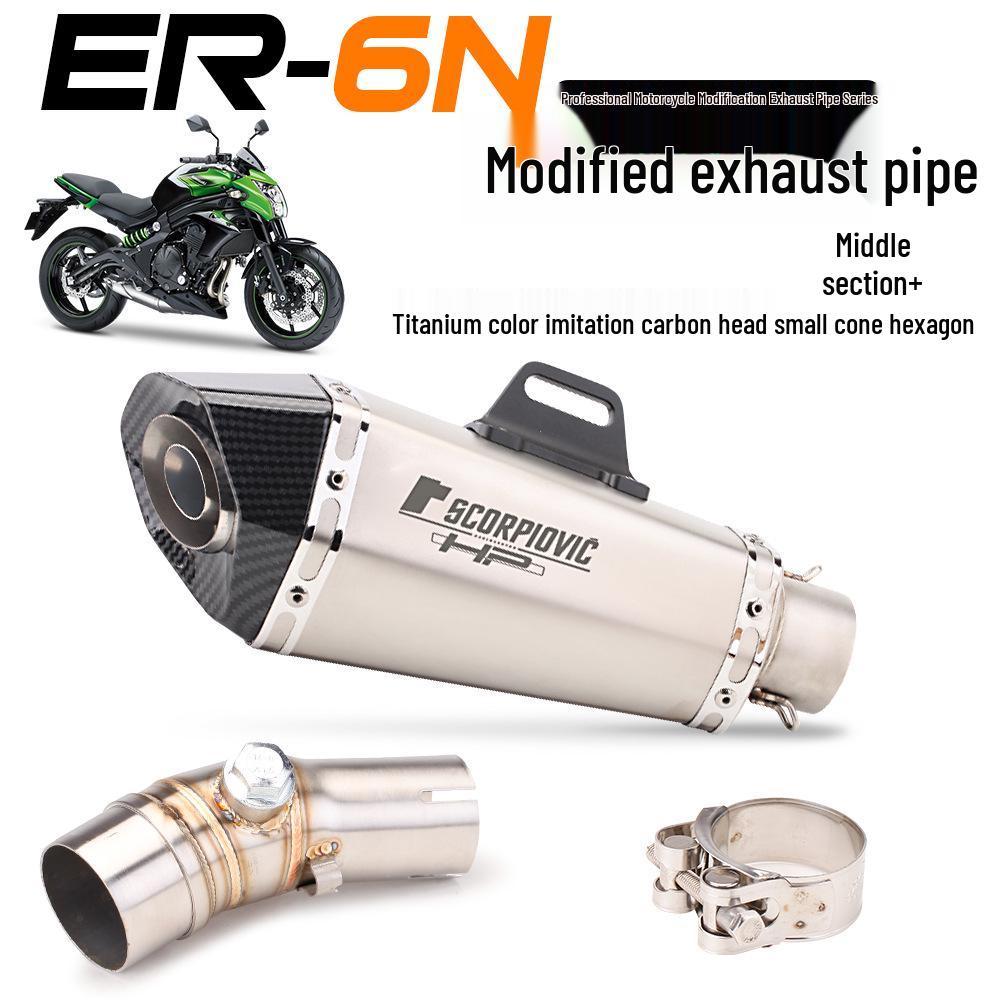 Kawasaki ER6N/ER6F/Ninja 650/Versys 650 Non-Destructive Mid-Section Hex Exhaust