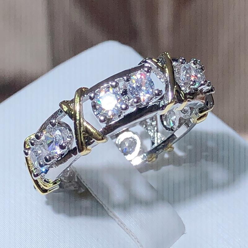 Личность Прозрачный Циркон Обручальное Кольцо С ​​Цирконом Серебристого Цвета Кольца Для Женщин Ювелирные Изделия Подарок