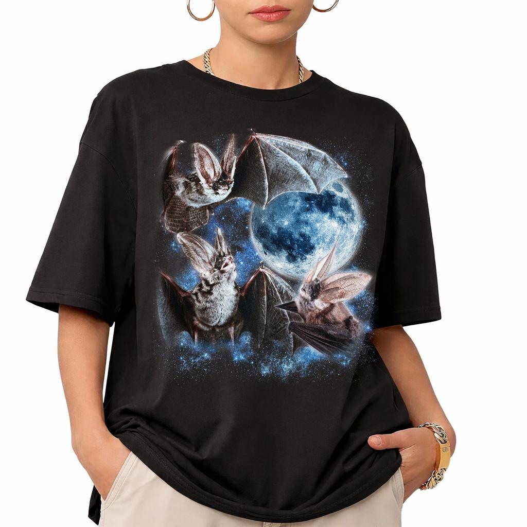 Bat Moon T-Shirt, Vintage 90s Halloween Spooky Animal Tee, Goth Vampire Comfort Colors Shirt