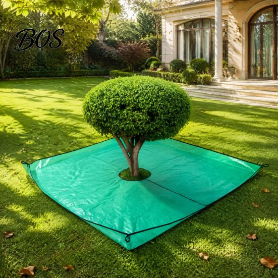 Heavy Duty Pruning Tarp Landscape with Hole, Metal Buckles, Waterproof Waste Tarp, Large Capacity Leaf Collector Garden Tree Bush Trimming for