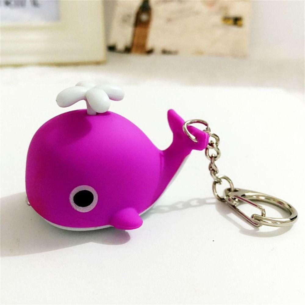 Sounds Light Sea Whale Keychain with Sound Animal LED Keychain LED Whale Keyring Bag Pendant