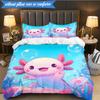 3PCS Fantasy Axolotl Moon Night Sky Bedding Set,Including 1pc Duvet Cover And 2pcs Pillowcases Perfect for Bedroom, Dormitory, Fan Christmas gift