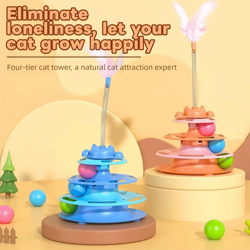 Интерактивные игрушки для котят 3-слойная игрушка для питомца Забавная игра-головоломка Игрушка-башня для кошек Для использования в помещении