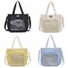 Large Capacity Itabag Zipper Canvas Shoulder Bag Portable Transparent Pocket Handbag  Women