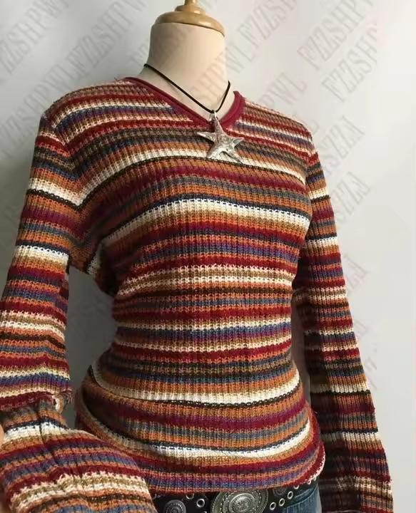Trendy Plaid Knit Off-Shoulder Ruffle Sweater
