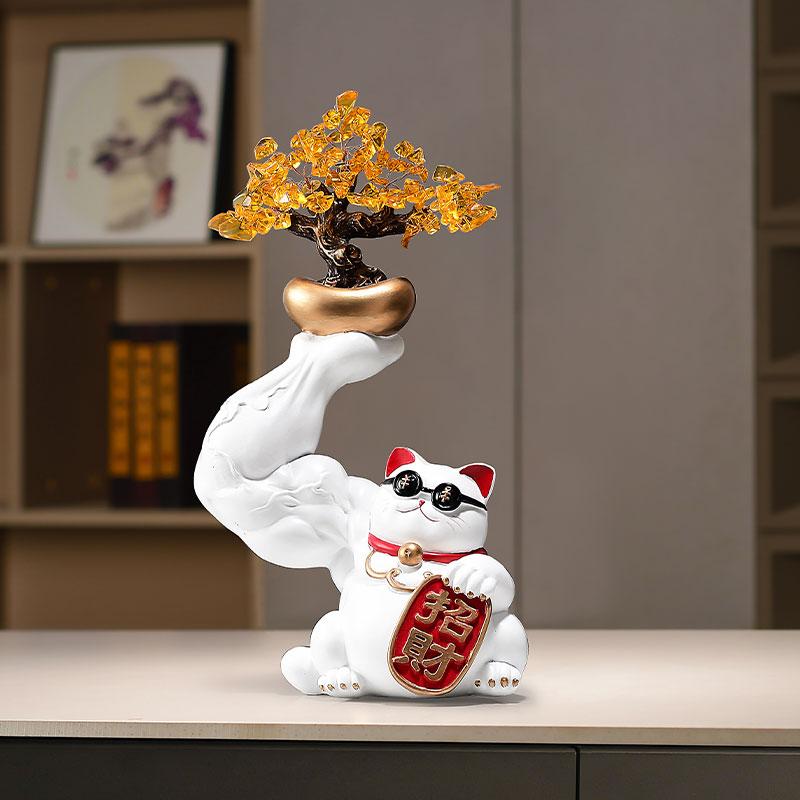 Creative Luxury Kirin Arm Cat Decoration Resin Animal Crafts Modern Home Decoration Store Opening Gift Housewarming Gift