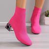 Fashion Thick Heel Ankle Boots Women's 2024 Autumn New Round Toe Slip-on High-heeled Comfortable Fashion Boots Women