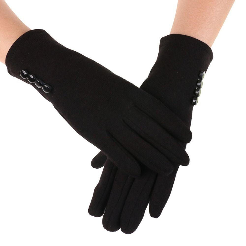 Solid Color Full Finger Mittens Thick Plush Warm Golves Furry Warm Mitts  Outdoor Sport