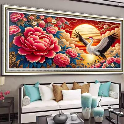 5D Алмазная картина Восходящее солнце Цветы Богатый журавль Поющий весна Полная алмазная мозаика Искусство вышивка крестом Сделай сам Гостиная Спальня Украшение