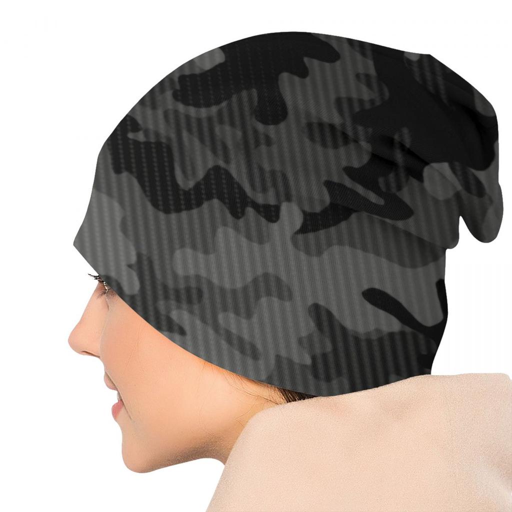 Углеродный камуфляжный капот, модная вязаная шапка для женщин унисекс, осенне-зимняя теплая армейская военная камуфляжная шапка с черепами, шапки