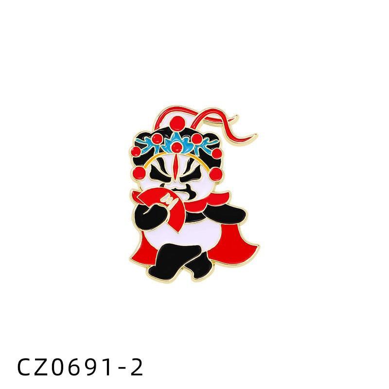 Zinc Alloy Enamel Dropping Brooch, Cute Cartoon Lucky Panda Snake Pattern 2025 Year of the Snake, New Year Festival Decorative Lapel Pin Badge