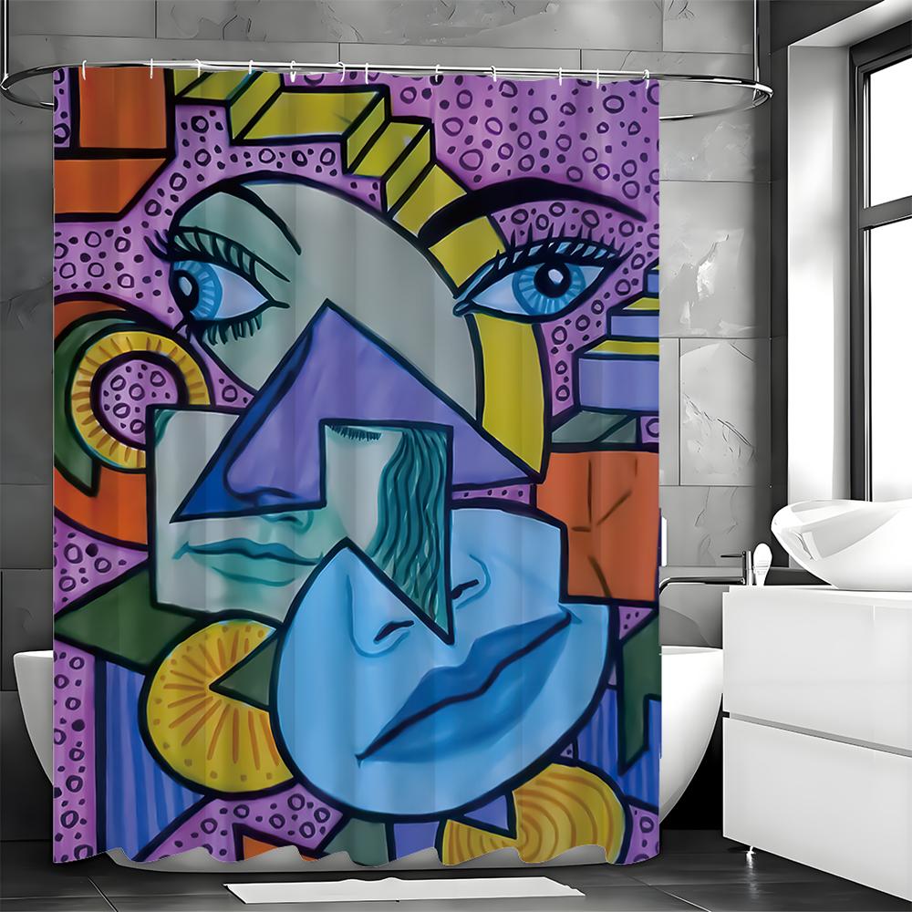 Абстрактная картина Пикассо Занавеска для душа, Декоративная занавеска для душа для ванной комнаты, Водонепроницаемая занавеска для душа с крючками