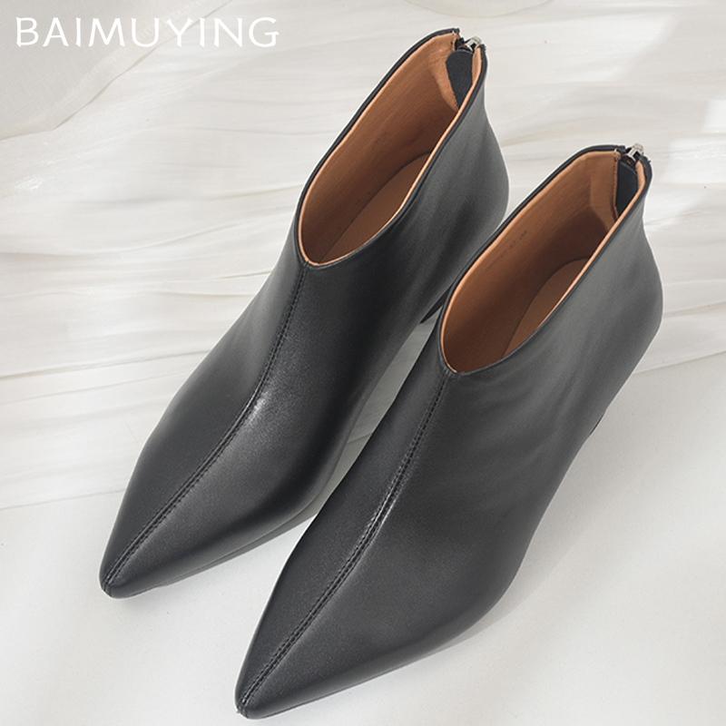 Winter Pointed Toe Women Ankle Boots Designer Elegant Mid Heels Shoes 2025 Trend New Brand Classic Pumps Goth Botas De Mujer